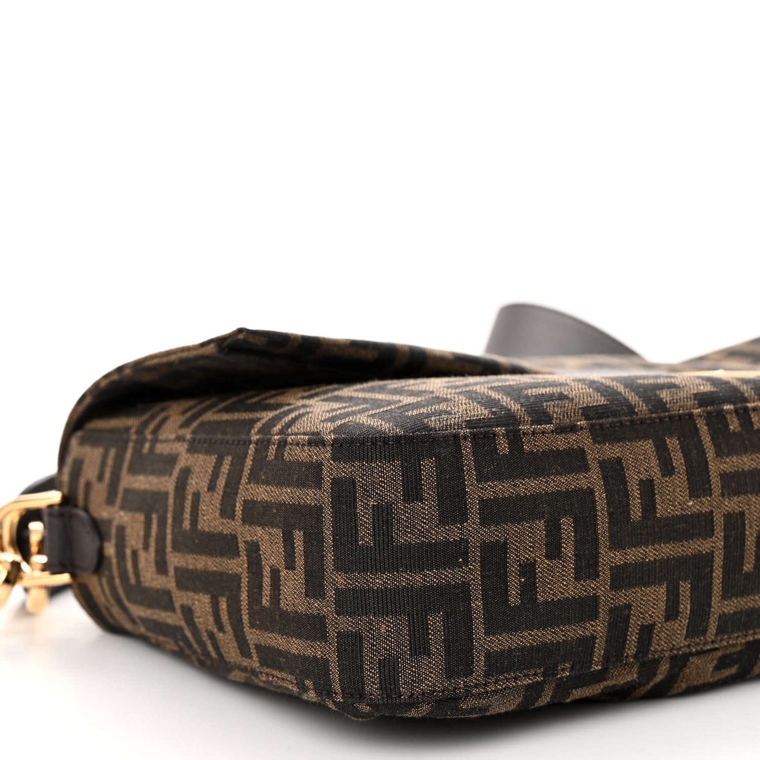 Fendi Fabric Jacquard FF 1974 Maxi Baguette Tobacco Moro Black 8 of 9