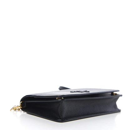 Prada Saffiano Lux Monochrome Chain Wallet Black 3 of 9