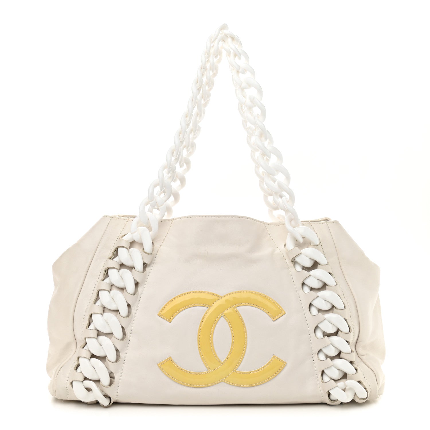 Chanel Calfskin Modern Chain Rhodoid East West Tote White 1 of 10
