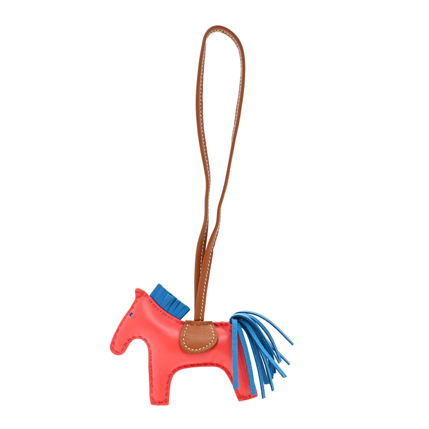 Milo Lambskin Grigri Rodeo Horse Bag Charm PM Rose Texas Bleu Zanzibar Gold