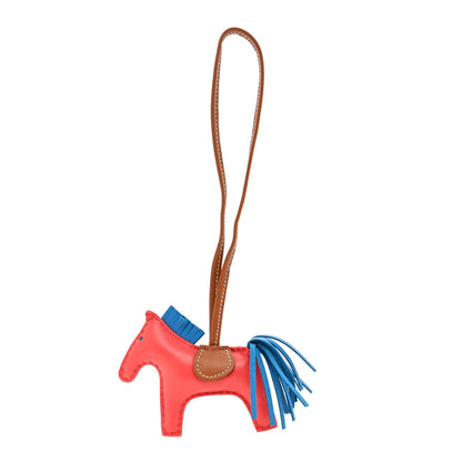 Hermes Milo Lambskin Grigri Rodeo Horse Bag Charm PM Rose Texas Bleu Zanzibar Gold 1 of 4