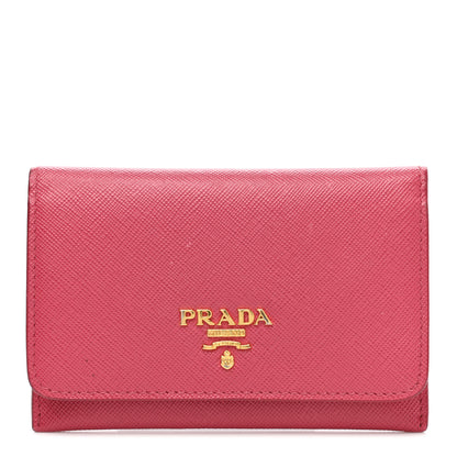 Prada Saffiano Metal Flap Wallet Peonia 1 of 11