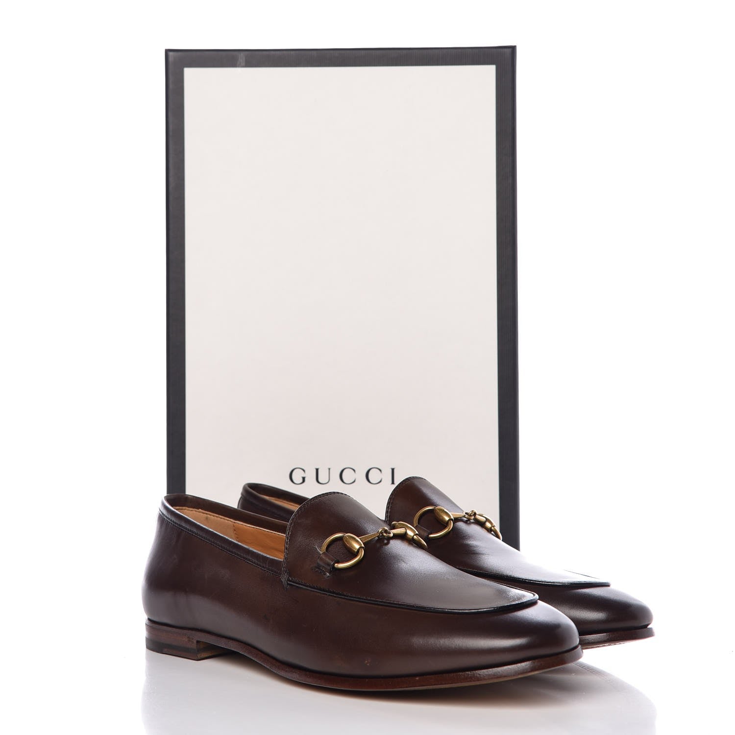 Gucci Calfskin Womens Jordaan Loafers 37.5 Fondente Brown 11 of 11