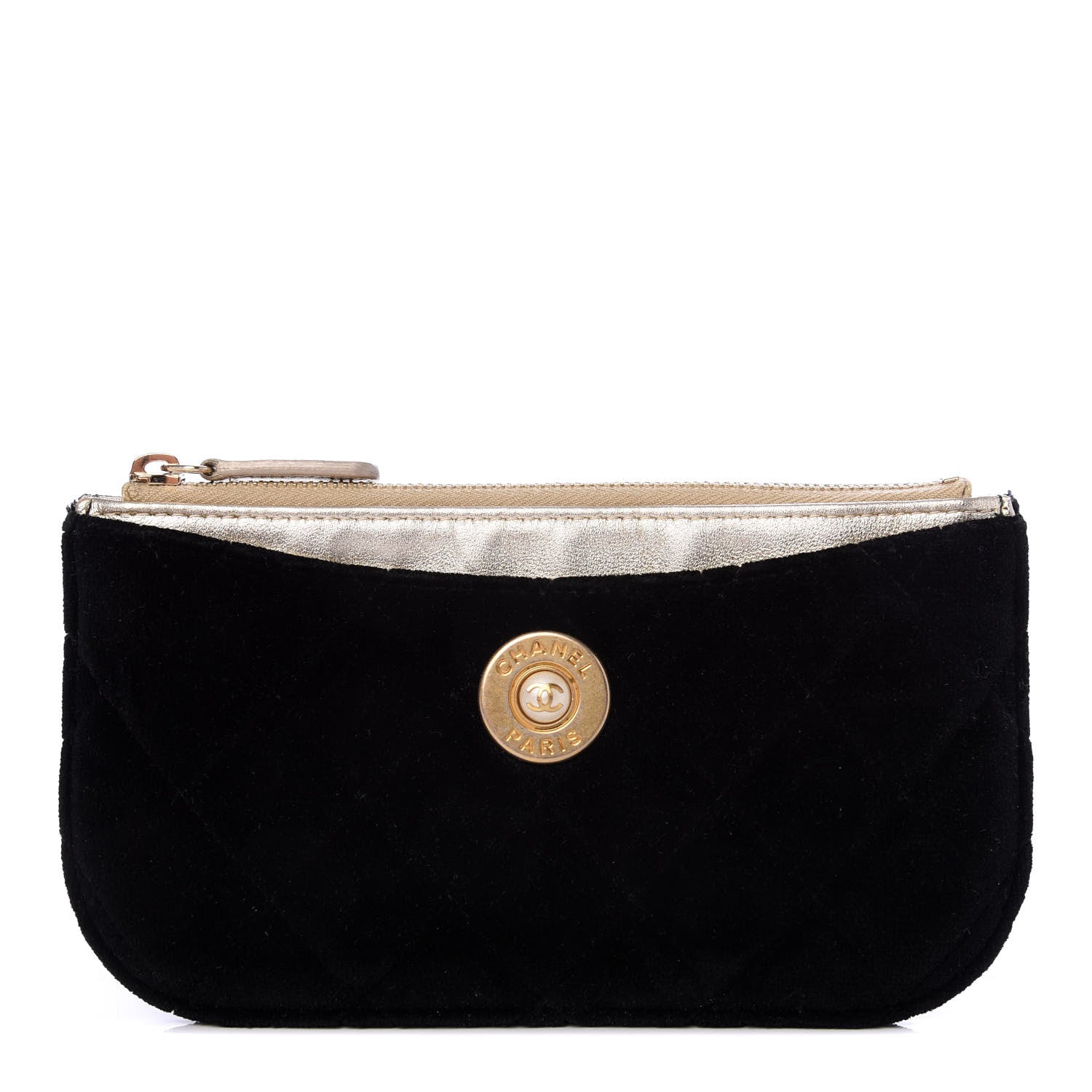 Chanel Velvet Metallic Lambskin Quilted Cosmetic Case Black 1 of 8