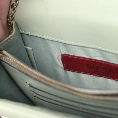 Valentino Garavani Calfskin Rockstud Wallet on Chain Water Green 8 of 16