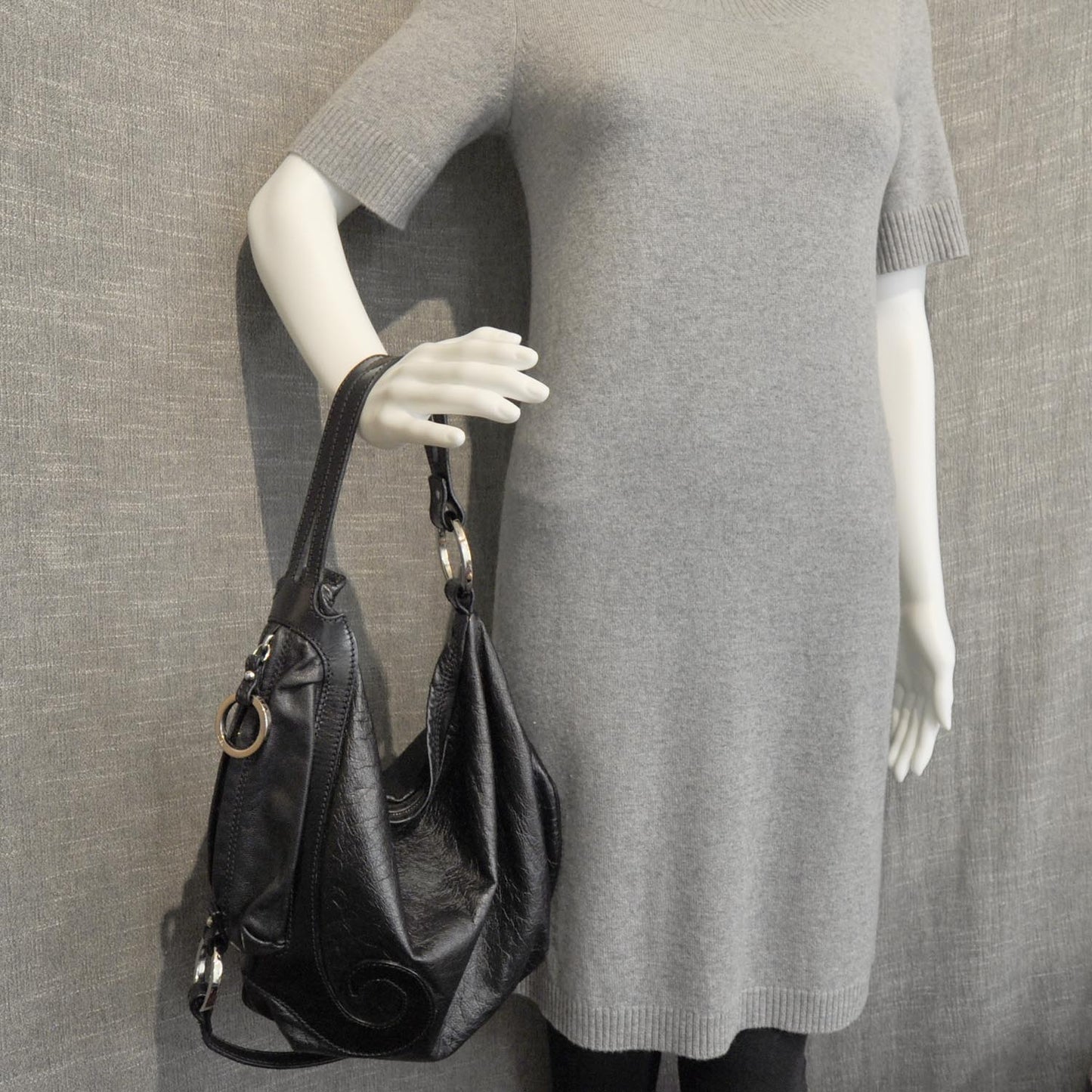 Leather Biga Hobo Black