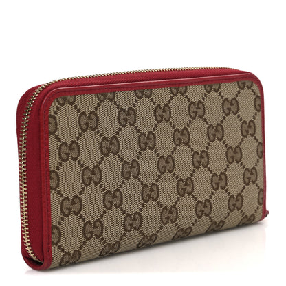 Gucci Monogram Dollar Calfskin Zip Around Wallet Beige Ebony Rosso 3 of 7