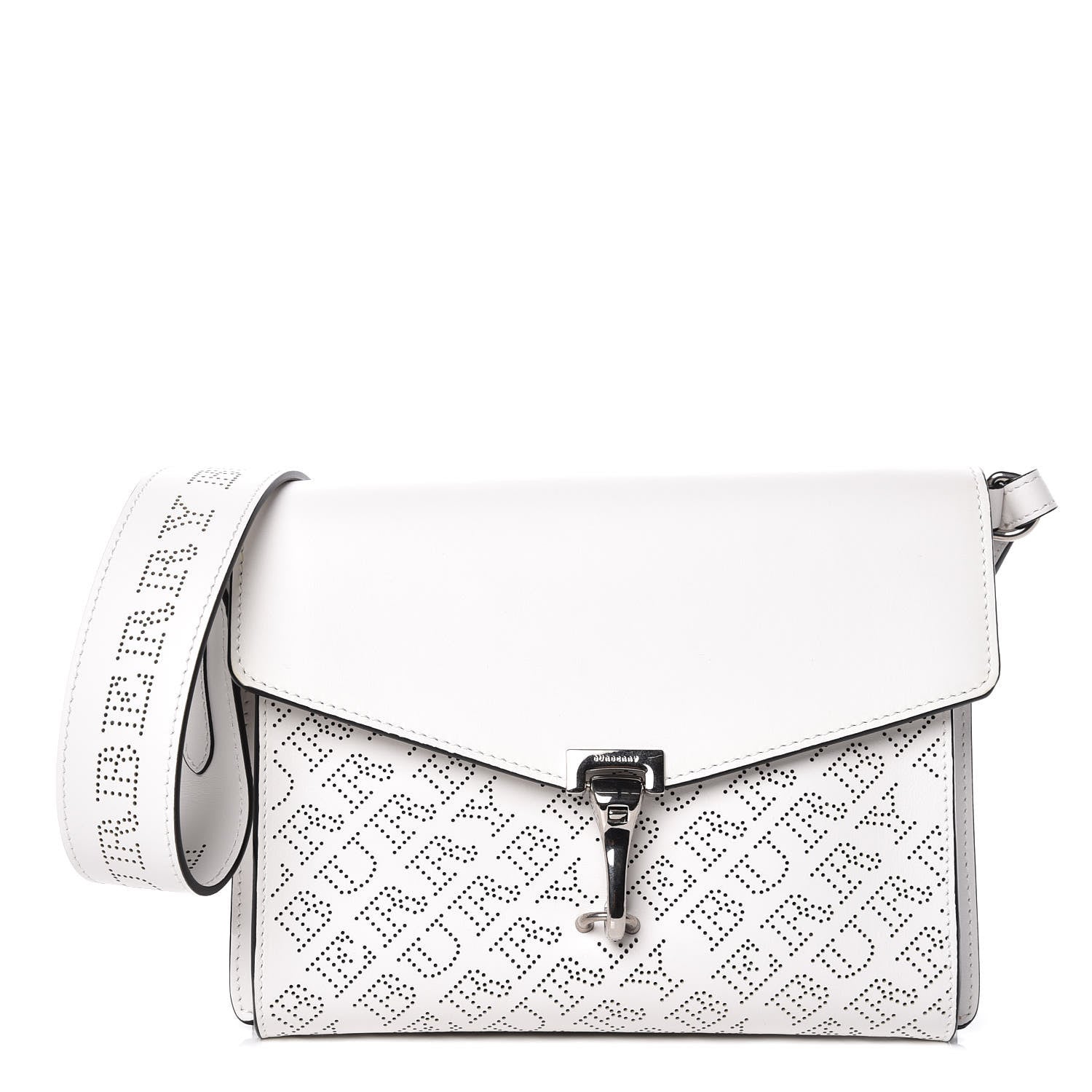 Burberry Calfskin Perforated Small Macken Crossbody Bag White 1 of 11