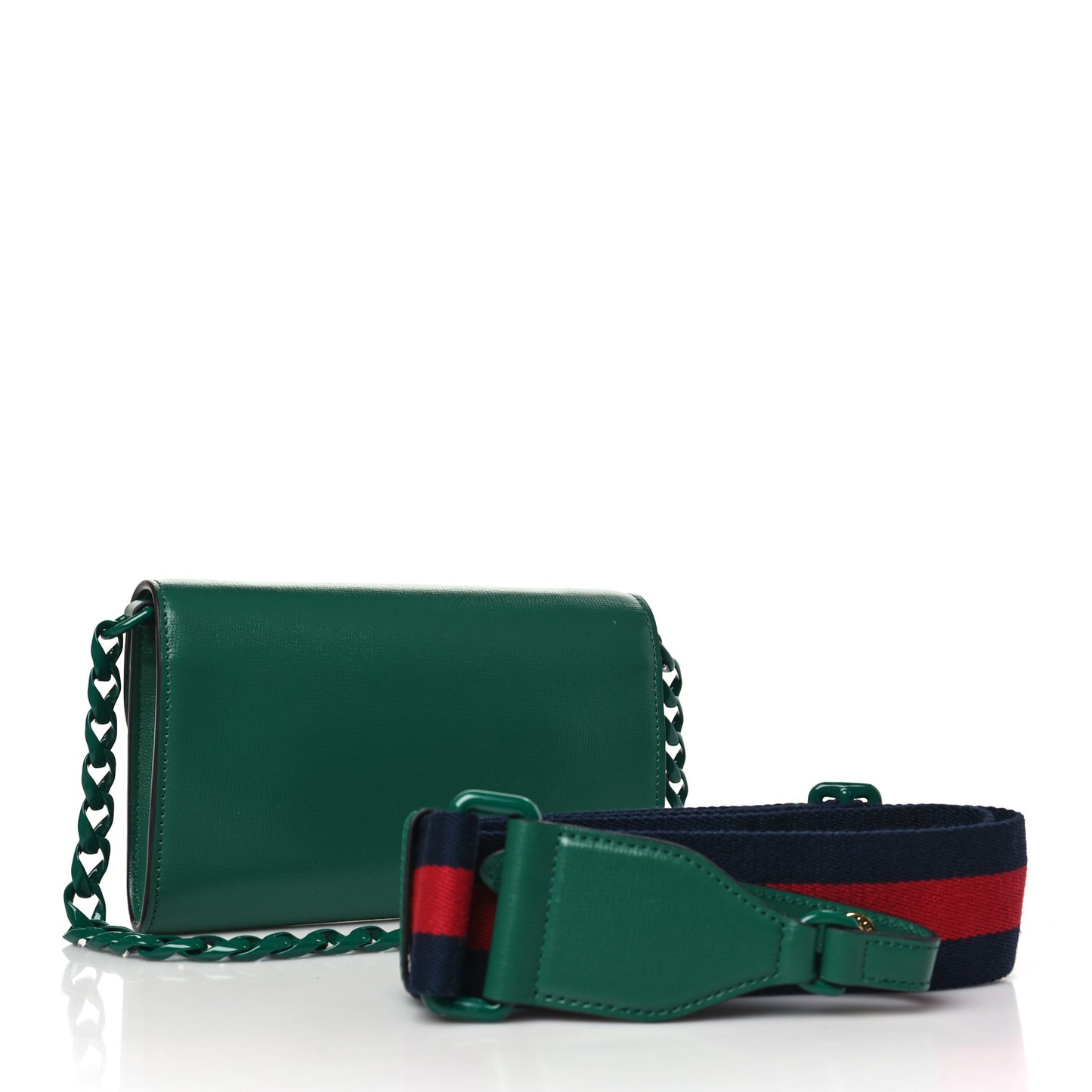 Azalea Calfskin Web Monochrome Mini Horsebit 1955 Chain Shoulder Bag Emerald