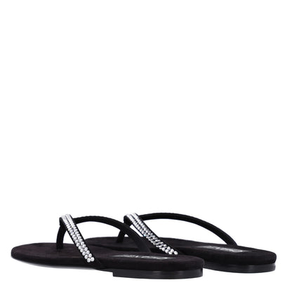 Chanel Suede Kidskin Strass CC Thong Sandals 36.5 Black 3 of 9