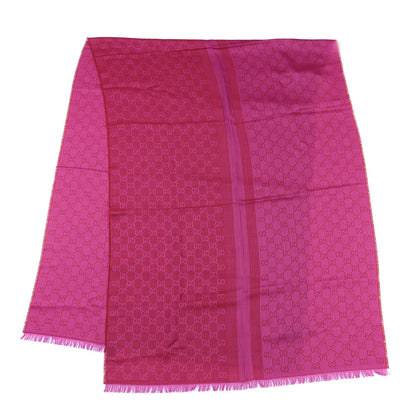 Gucci Wool Silk Monogram Fringe Scarf Fuchsia 1 of 3