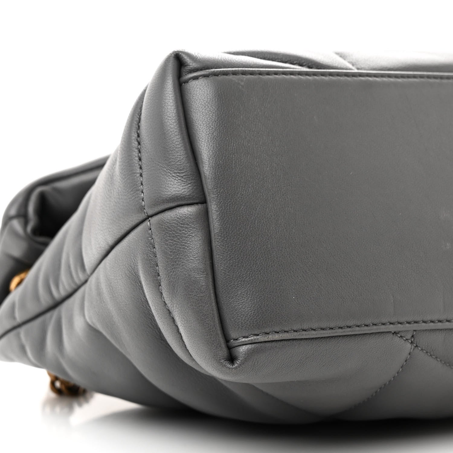 Saint Laurent Lambskin Quilted Small Loulou Puffer Monogram Chain Satchel Storm 9 of 12