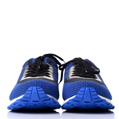 Louis Vuitton Calfskin Damier Mens Run Away Sneakers 10.5 Blue 2 of 10
