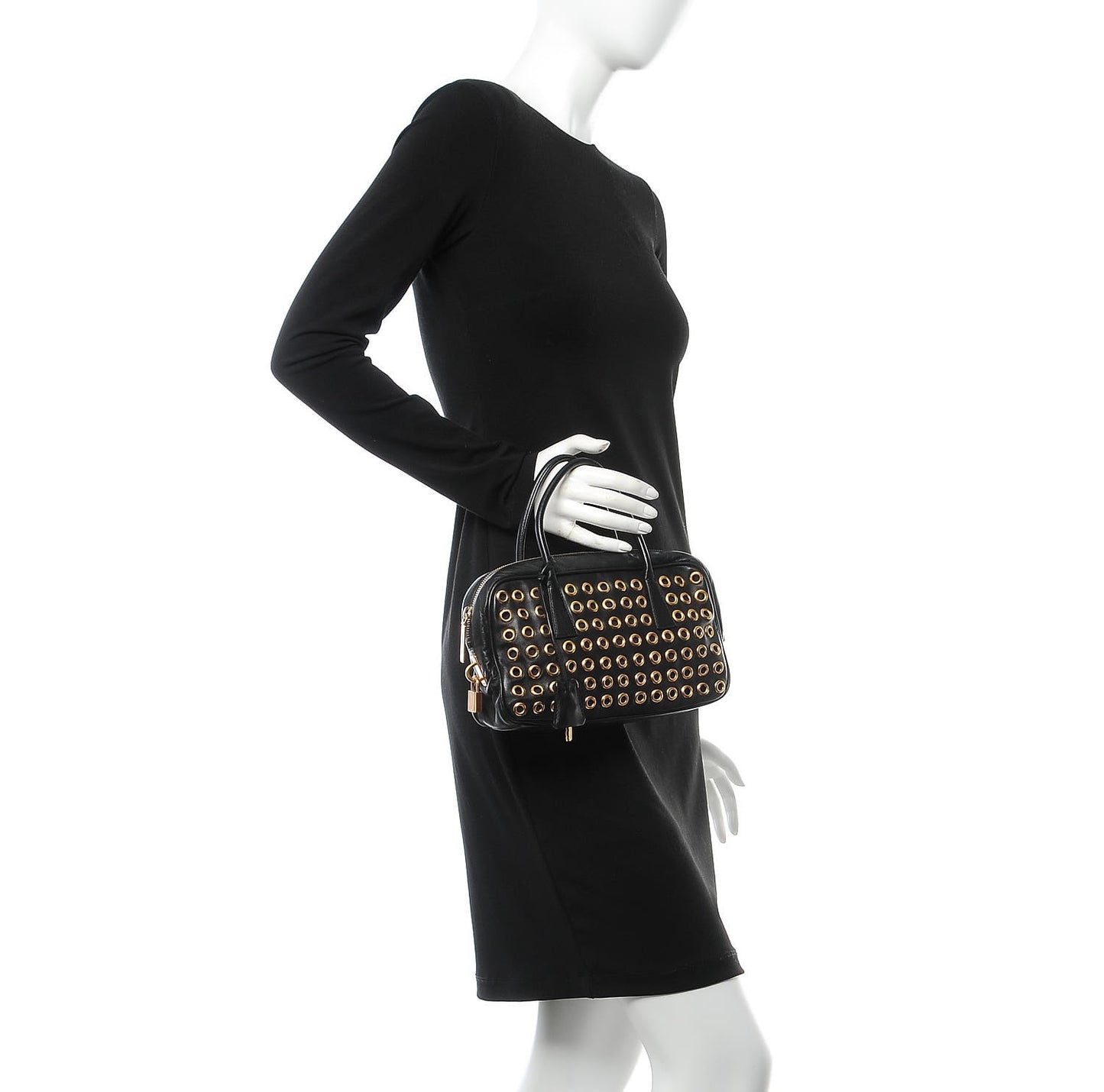 Nappa Metal Grommet Bauletto Black