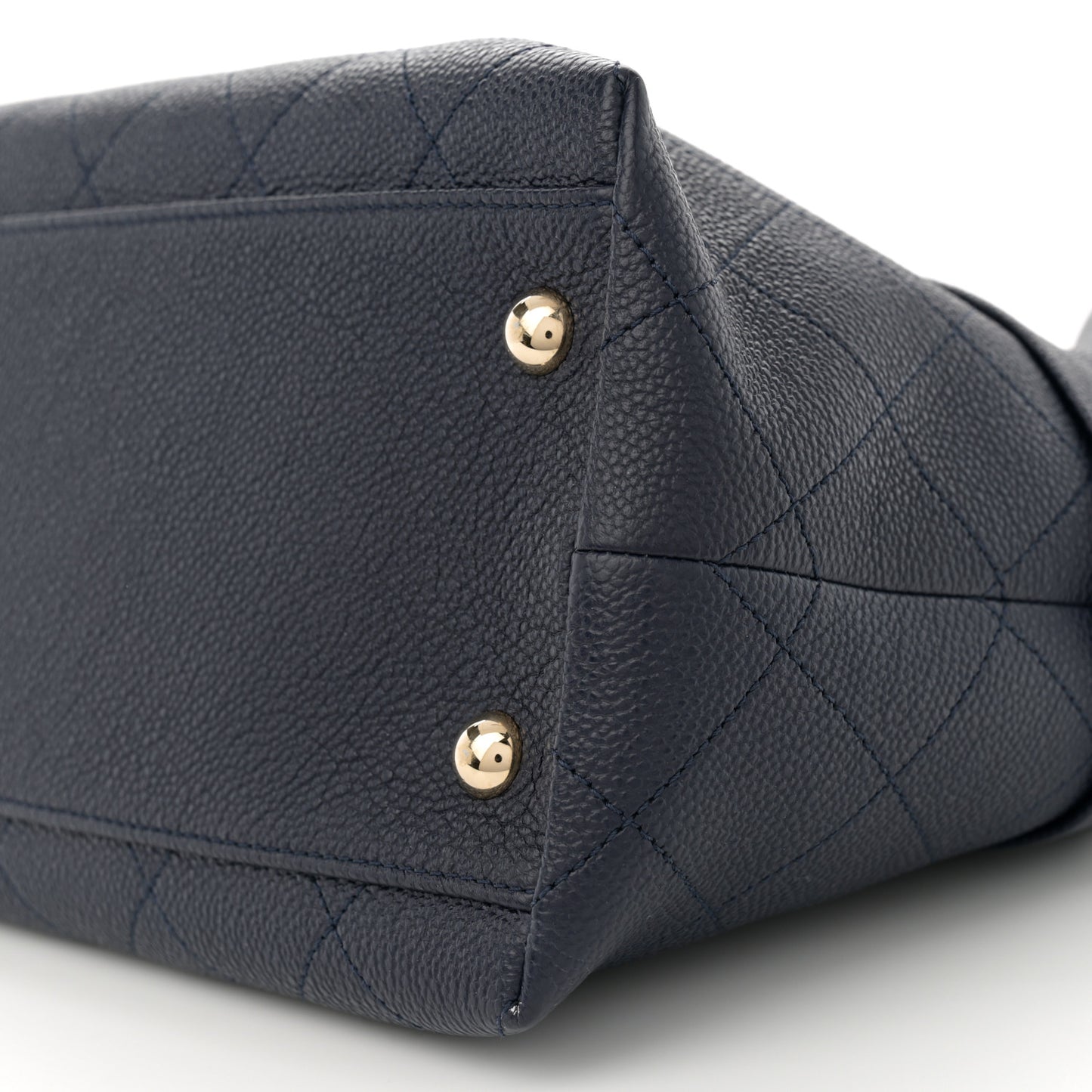 Crumpled Grained Calfskin Zip and Carry Shopping Tote Navy