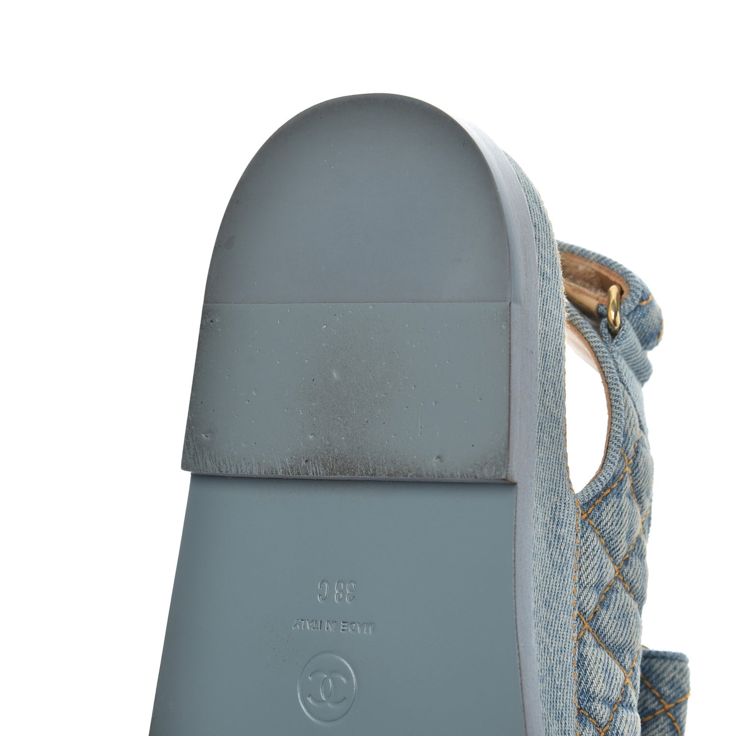 Denim Quilted Dad Sandals 38 Blue