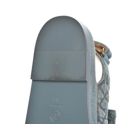 Chanel Denim Quilted Dad Sandals 38 Blue 12 of 13