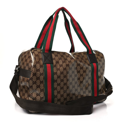 Gucci Crystal Monogram Web Large Carry On Duffle Bag Brown 2 of 9