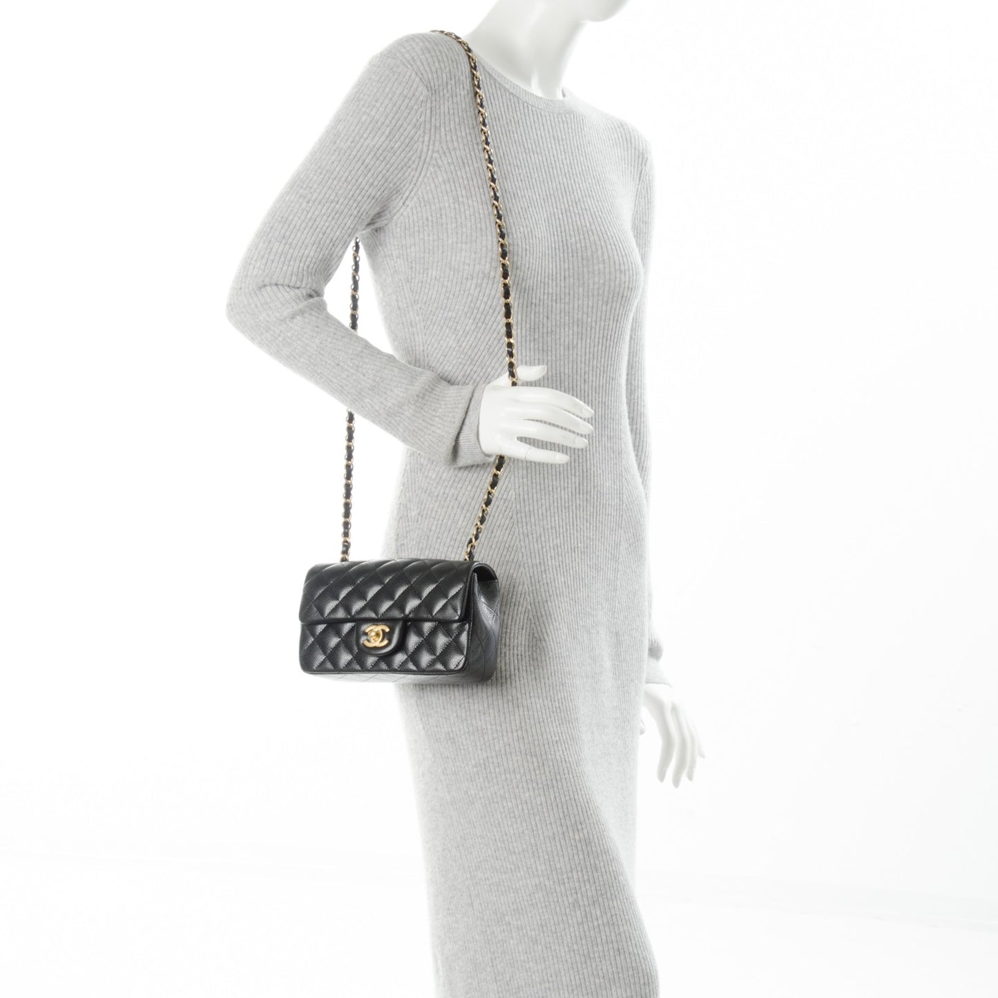 Caviar Quilted Mini Rectangular Flap Black