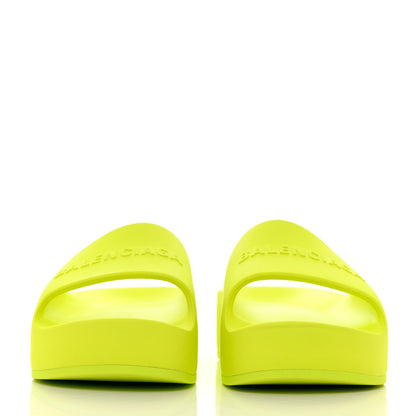 Balenciaga Rubber Womens Chunky Slide Sandals 41 Acid Lime 2 of 9
