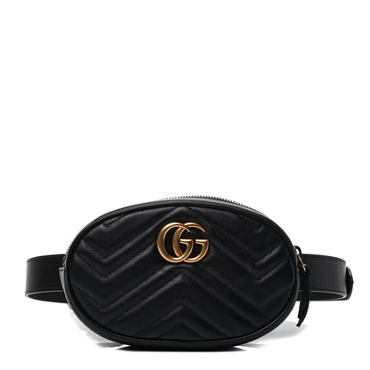 Gucci Calfskin Matelasse GG Marmont Belt Bag 85 34 Black 1 of 4