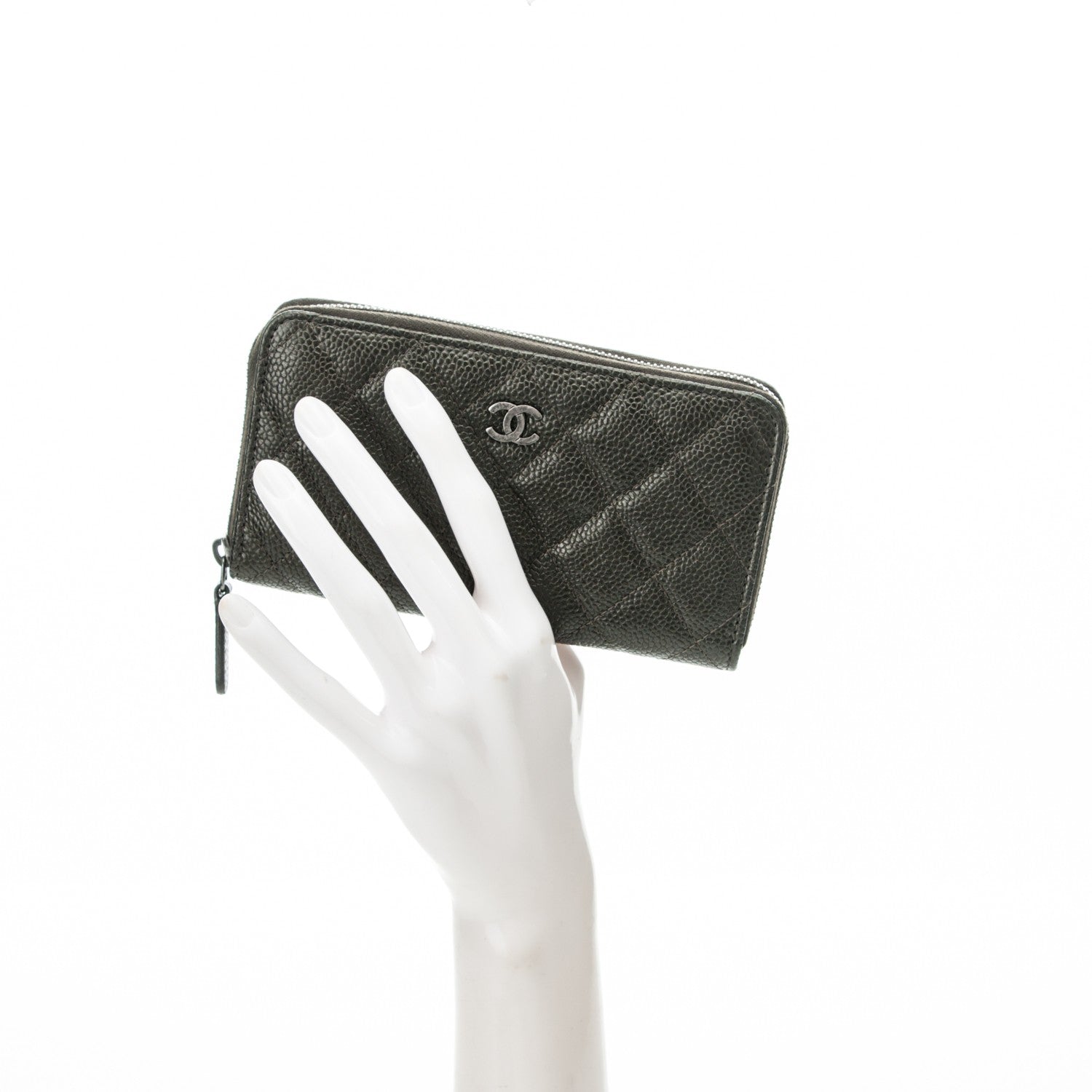 Chanel Metallic Caviar Quilted Small Zip Around Wallet Bronze 2 of 8