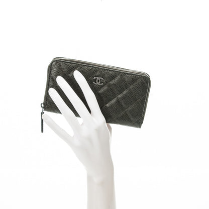 Chanel Metallic Caviar Quilted Small Zip Around Wallet Bronze 2 of 8