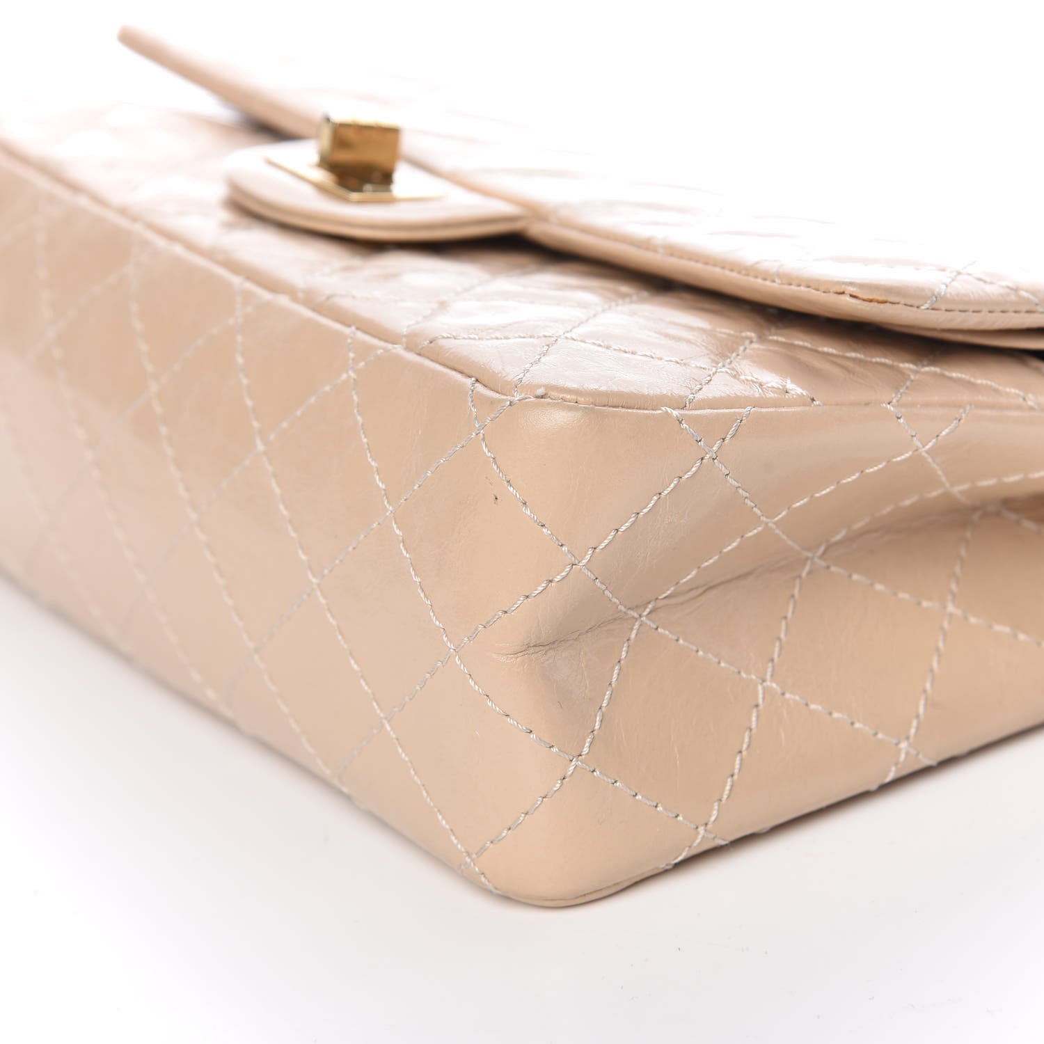 Chanel Patent Distressed Calfskin Quilted 2.55 Reissue 225 Flap Beige 9 of 13