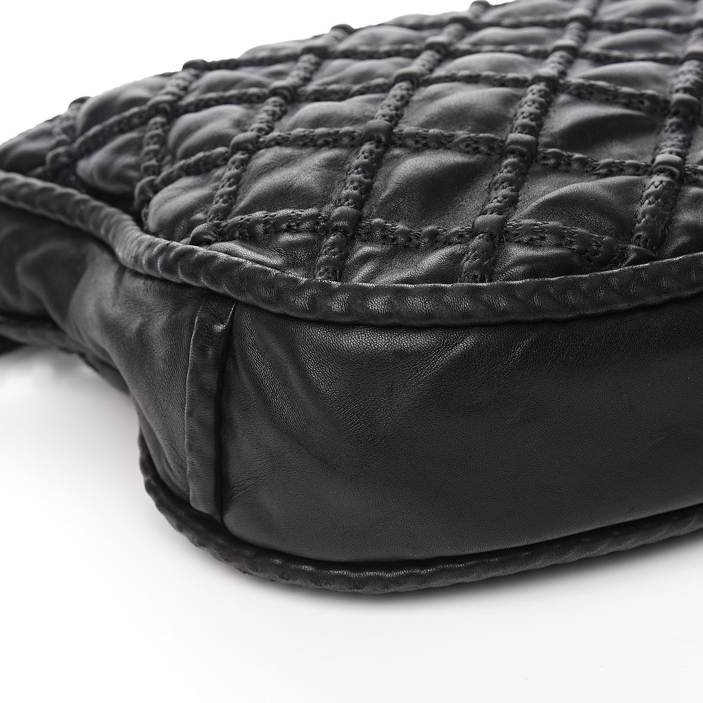 Quilted Lambskin Hidden Chain Hobo Black