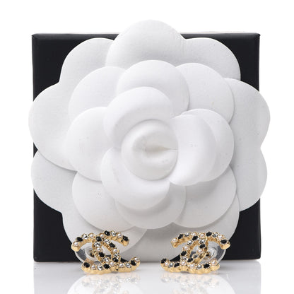 Chanel Resin Pearl Crystal CC Earrings Gold Black 5 of 5