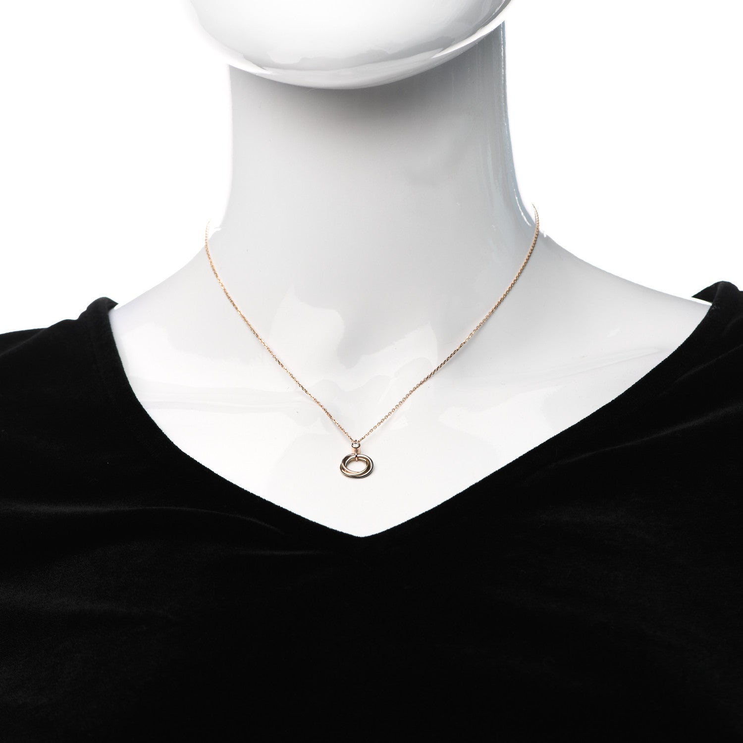 Cartier 18K Pink Yellow White Gold Diamond Trinity Pendant Necklace 2 of 6