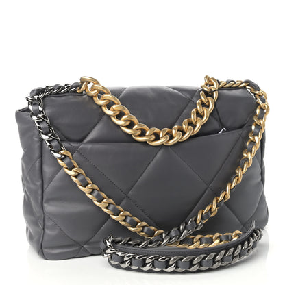 Chanel Lambskin Quilted Large Chanel 19 Flap Dark Grey 2 of 8
