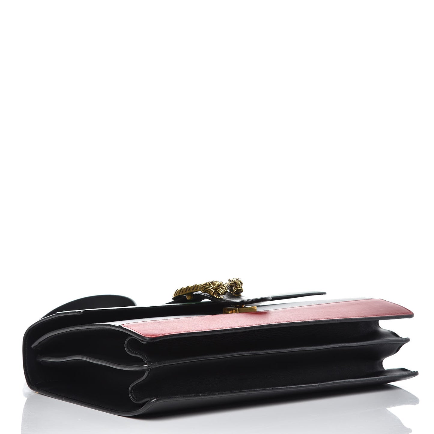Calfskin Bamboo Web Large Dionysus Top Handle Bag Black Bright Evergreen Hibiscus Red