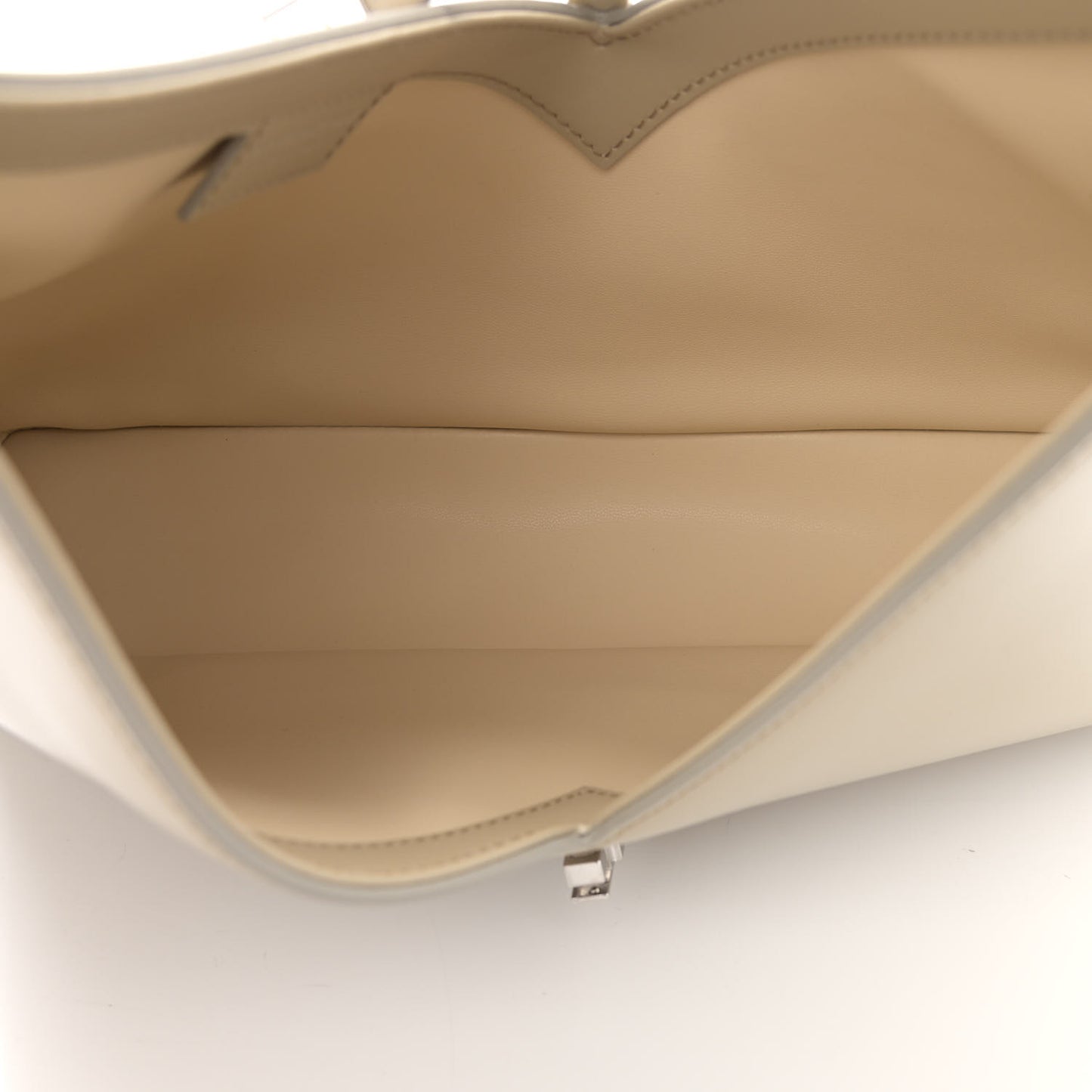 Box Calfskin Small Cut Out Shoulder Bag Beige