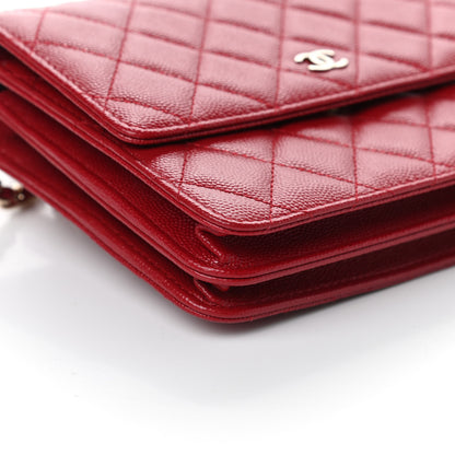 Chanel Caviar Quilted Square Wallet On Chain WOC Dark Red 9 of 11