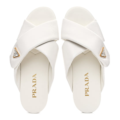 Prada Nappa Logo Strap Slide Sandals 38 White 2 of 10