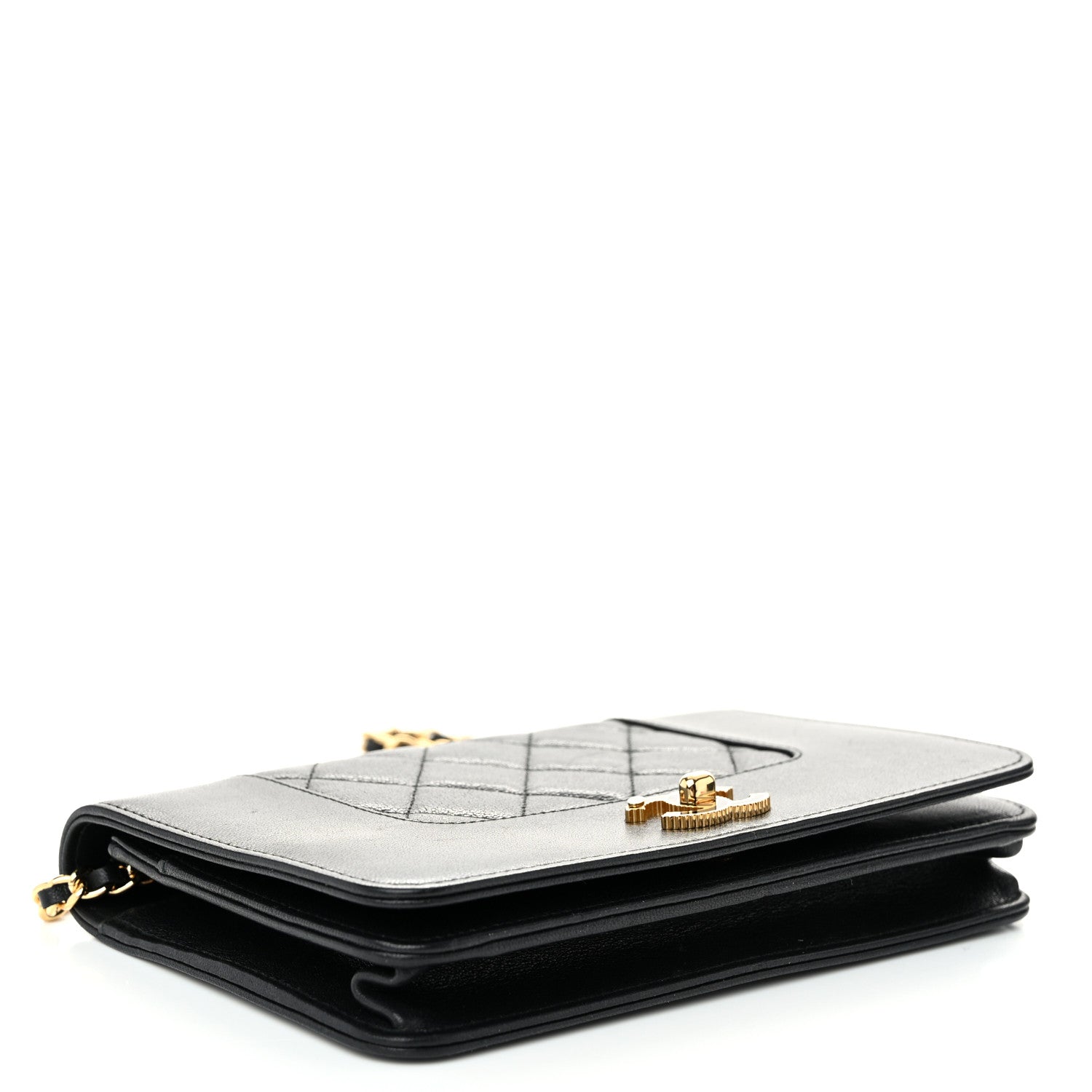 Chanel Sheepskin Quilted Mini Vintage Mademoiselle Wallet On Chain WOC Black 4 of 13