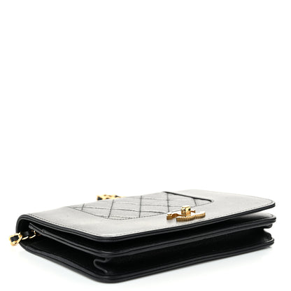 Chanel Sheepskin Quilted Mini Vintage Mademoiselle Wallet On Chain WOC Black 4 of 13