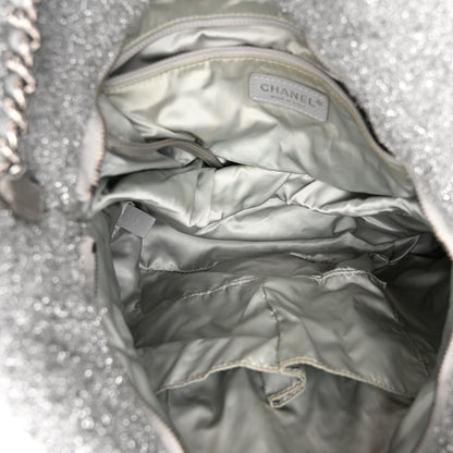 Chanel Lurex Knit Medium Pluto Glitter Tote Silver 5 of 14