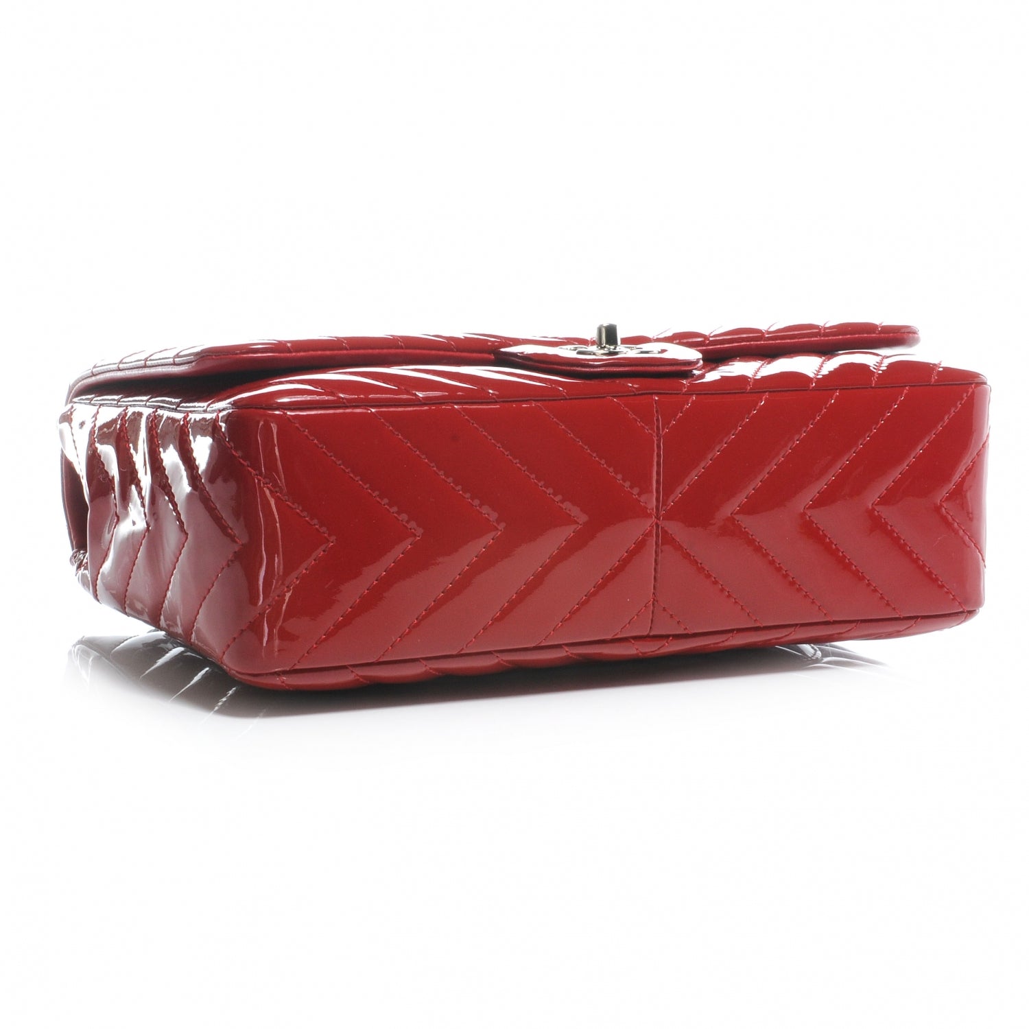Chanel Patent Chevron Jumbo Single Flap Red 4 of 8