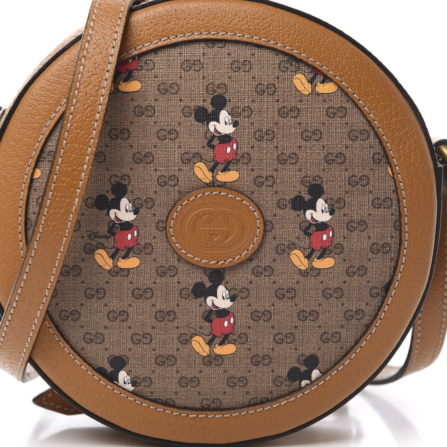 Gucci X DISNEY Mini Vintage GG Supreme Monogram Mickey Mouse Round Shoulder Bag Beige Vintage Sun Oil 8 of 10