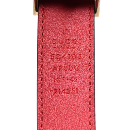 Gucci Moon Calfskin Torchon Double G 25mm Belt 105 42 Hibiscus Red 3 of 4