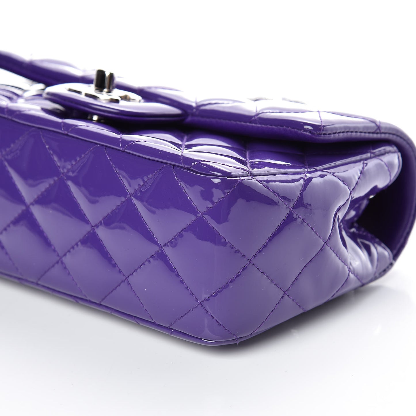 Patent Quilted Mini Rectangular Flap Purple