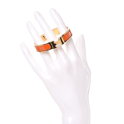 Hermes Enamel Narrow Clic Clac H Bracelet PM Orange 2 of 5