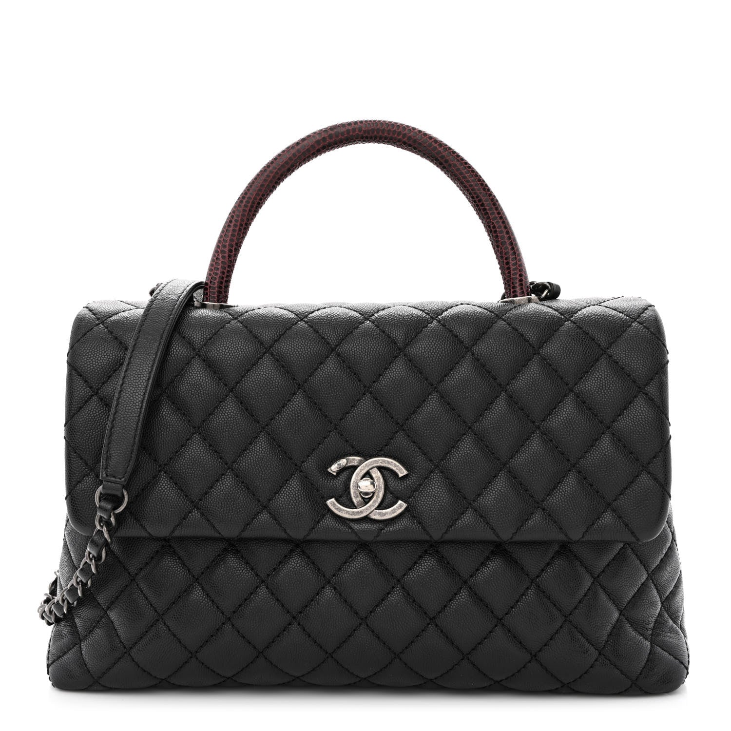 Chanel Caviar Lizard Quilted Medium Coco Handle Flap Black 1 of 14