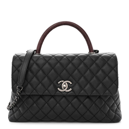 Chanel Caviar Lizard Quilted Medium Coco Handle Flap Black 1 of 14