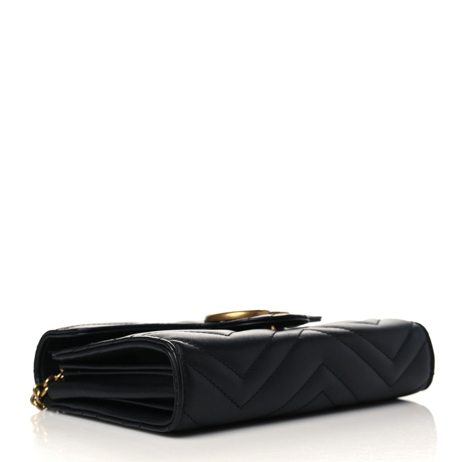 Gucci Calfskin Matelasse GG Marmont Chain Wallet Black 4 of 6