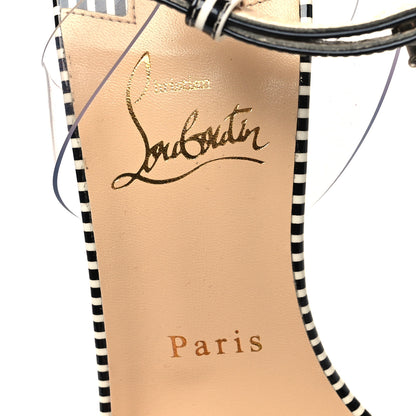 Christian Louboutin Patent PVC Striped Illusion Jonatina 100 Sandals 38 Black White 7 of 7