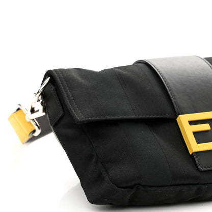 Fendi Recycled Nylon Vitello Grace Light Pequin Logo Puffer Belt Baguette Bag Black Sunflower 10 of 10