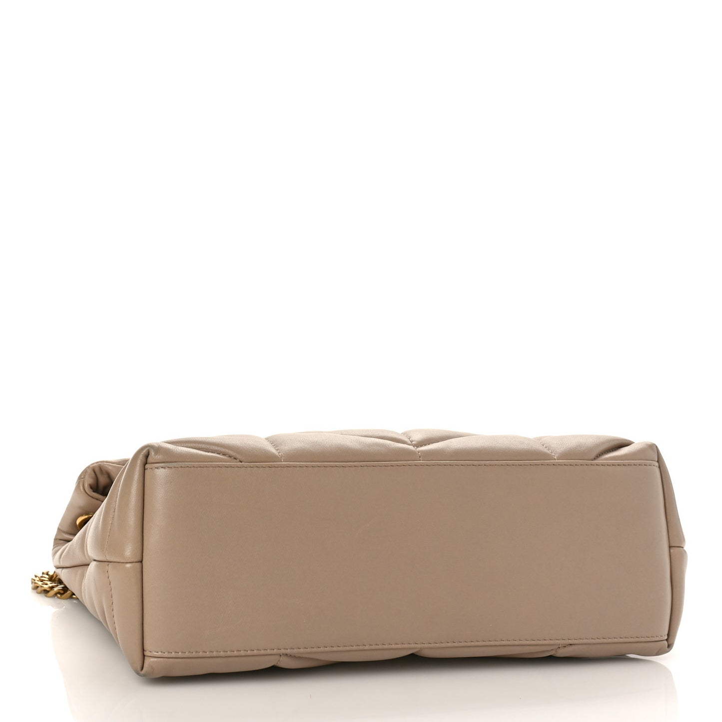 Lambskin Quilted Medium Loulou Puffer Monogram Chain Satchel Dark Beige